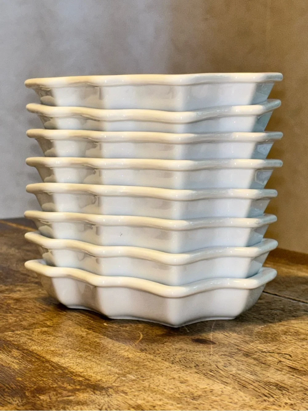 Crate & Barrel White Christmas Tree Porcelain Appetizer Bowls Le Cordon Bleu